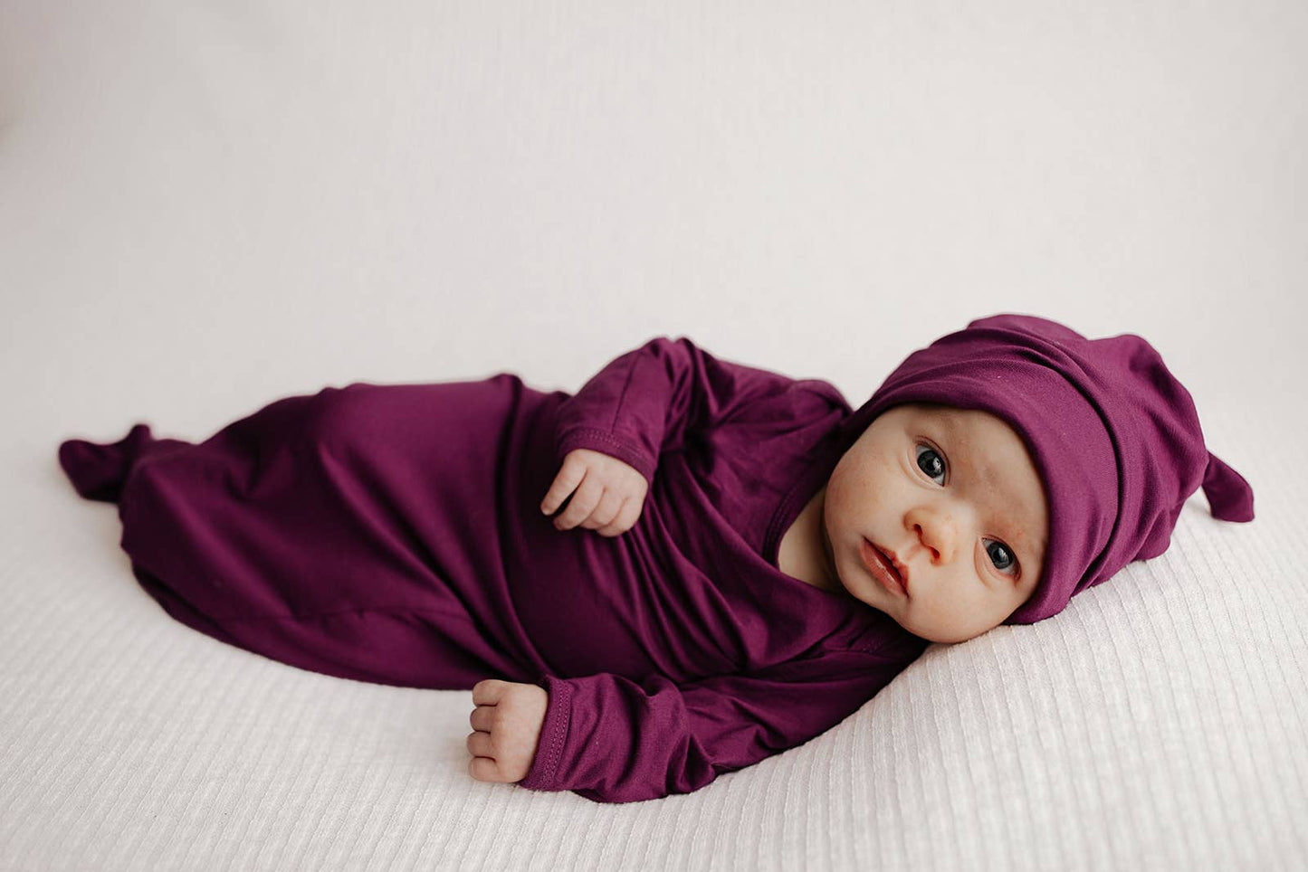 Plum Purple Knotted Newborn Baby Gown