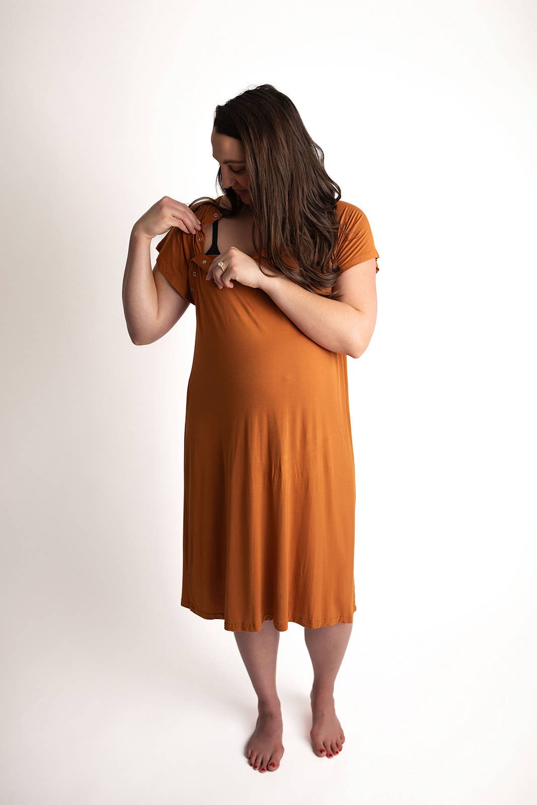 Saddle Orange Labor & Delivery/ Nursing Gown
