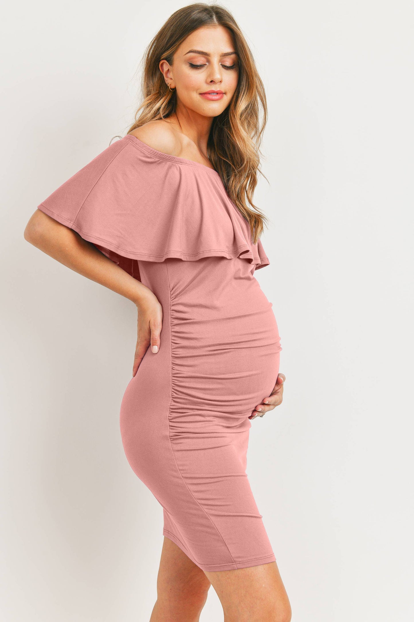 Off The Shoulder Maternity Mini Dress