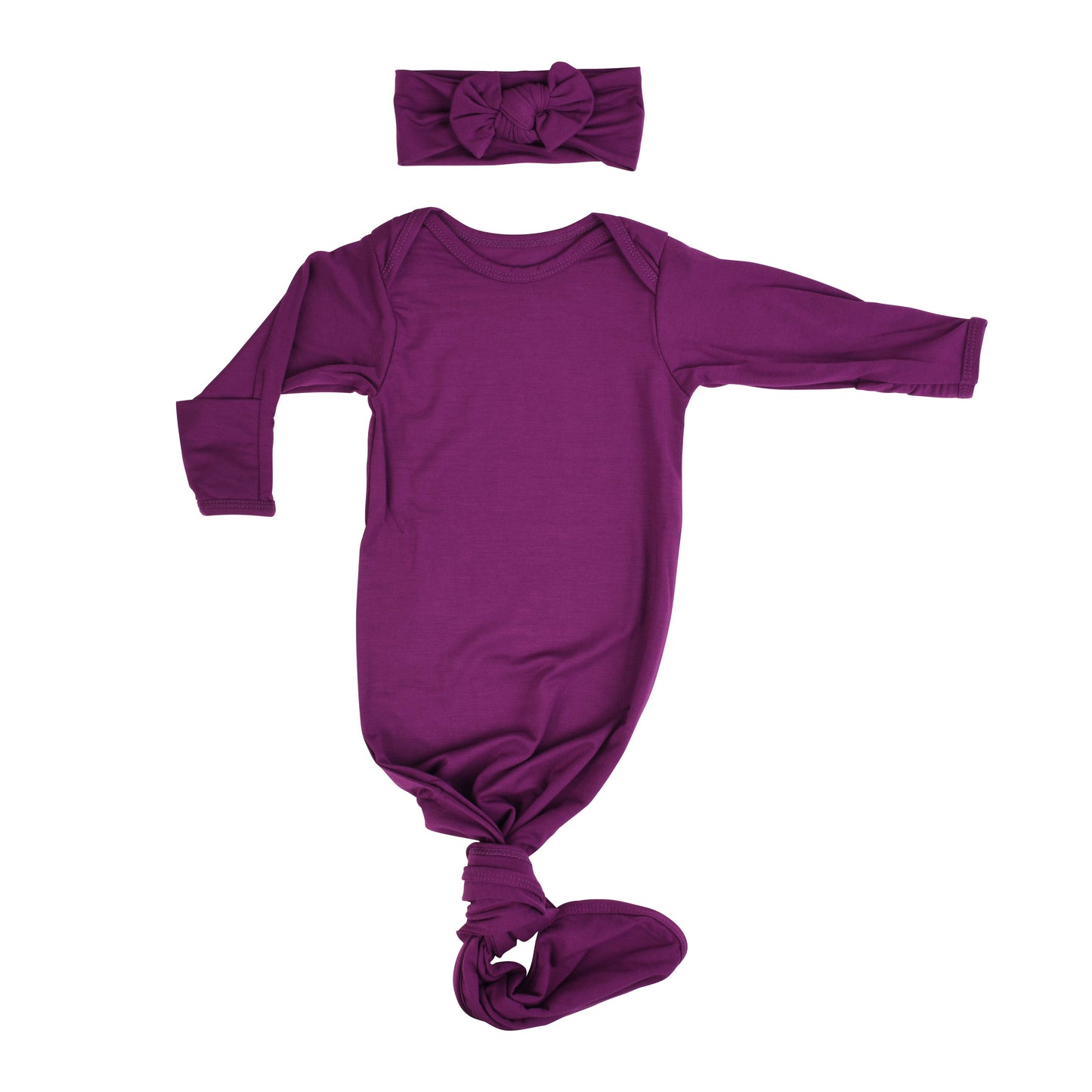 Plum Purple Knotted Newborn Baby Gown