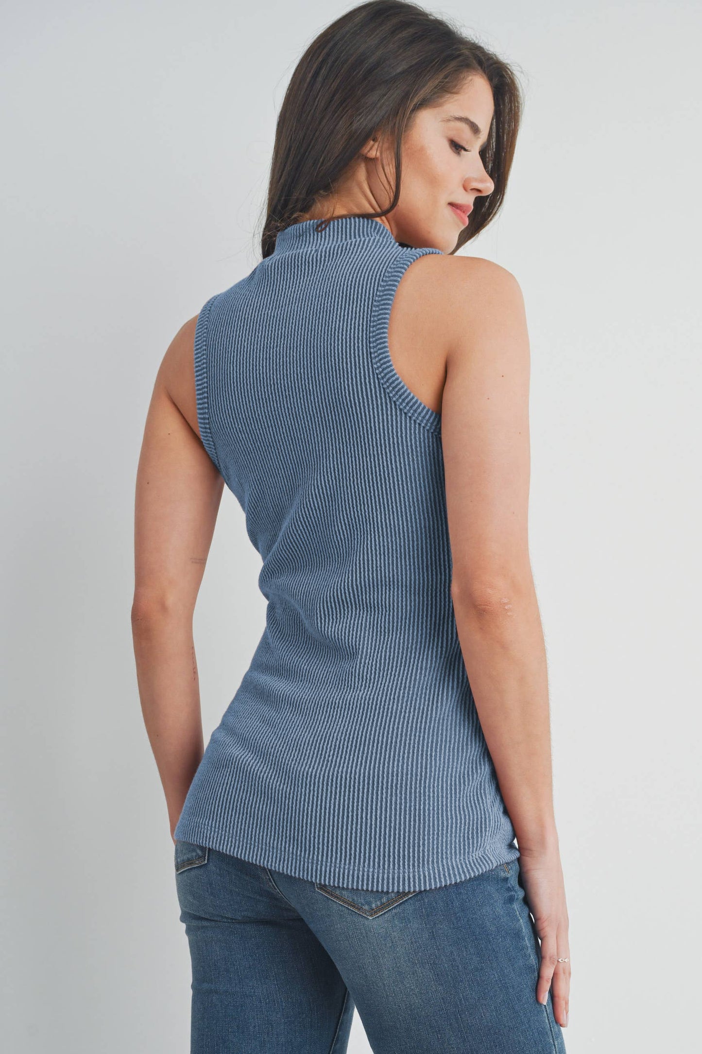 Ribbed Mock Neck Maternity Tank Top