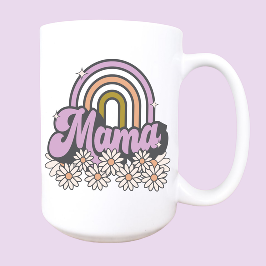 15oz Floral rainbow mama ceramic mug