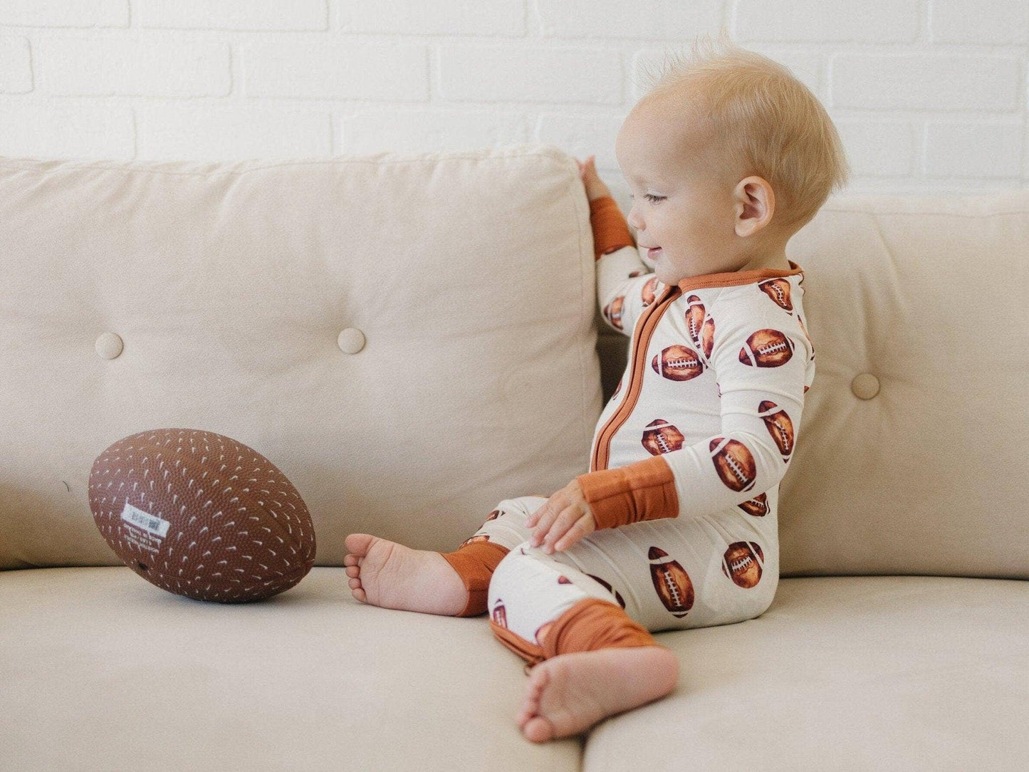 Football Bamboo Zippy Romper Pajamas