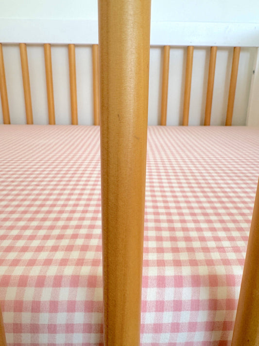 Stretch Crib Sheet, Pink Gingham