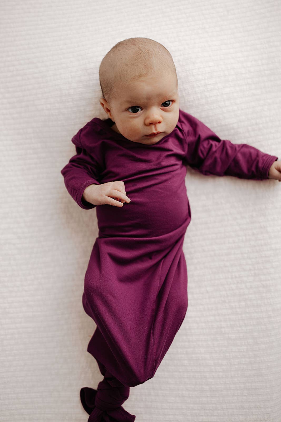 Plum Purple Knotted Newborn Baby Gown