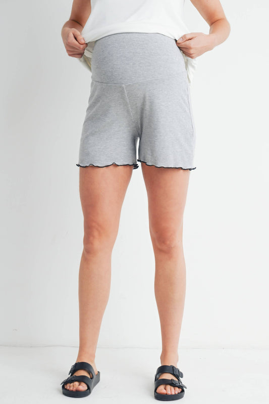 Ribbed Maternity High Waisted Lounge Shorts