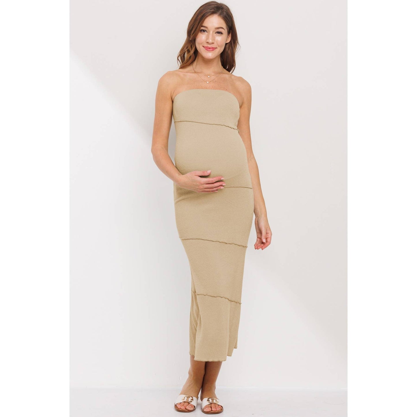 Strapless Maternity Midi Dress