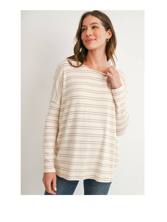 Maternity Soft Knit Stripe Long Sleeve Top