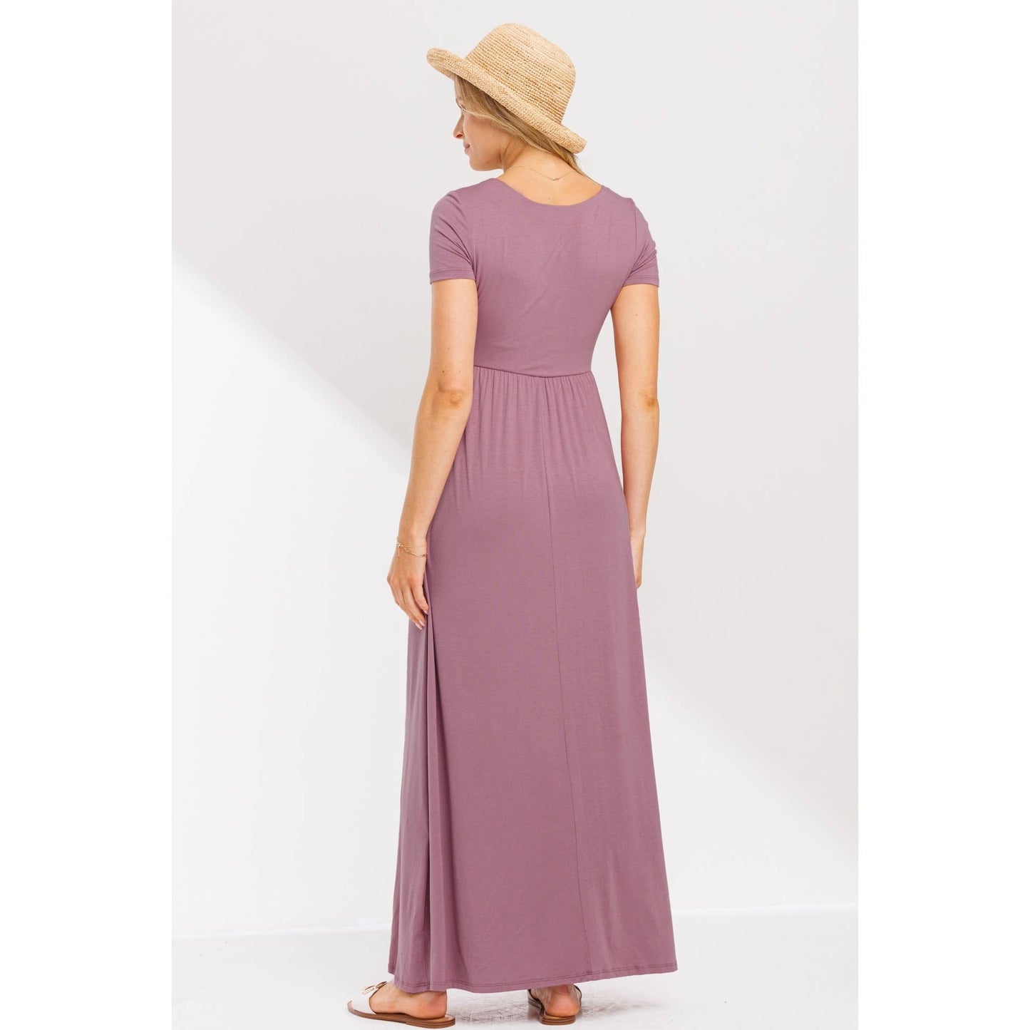 Short Sleeve Maternity Knit Maxi Dress