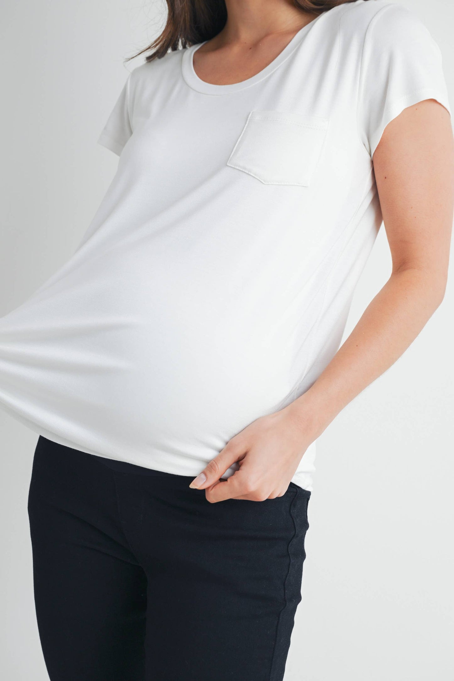 Round Neck Maternity Nursing Pocket T-Shirt