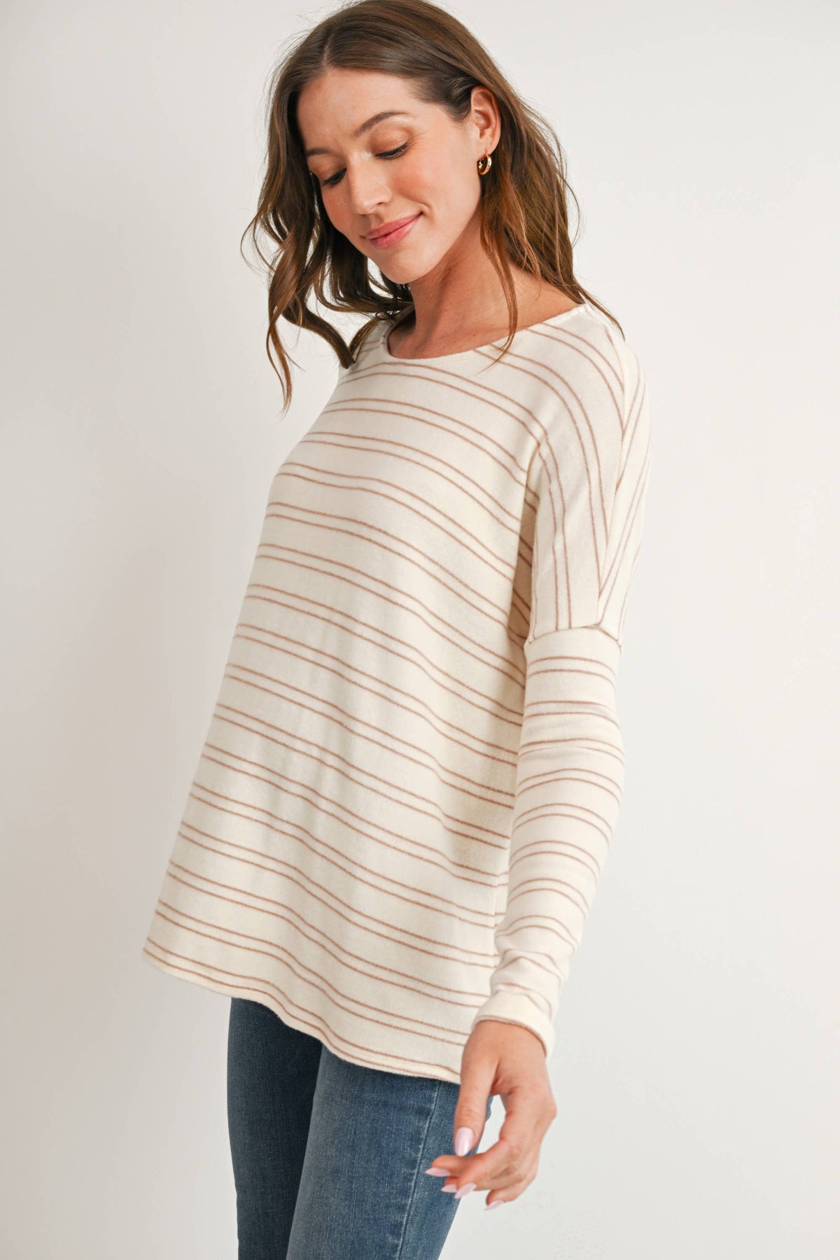 Maternity Soft Knit Stripe Long Sleeve Top