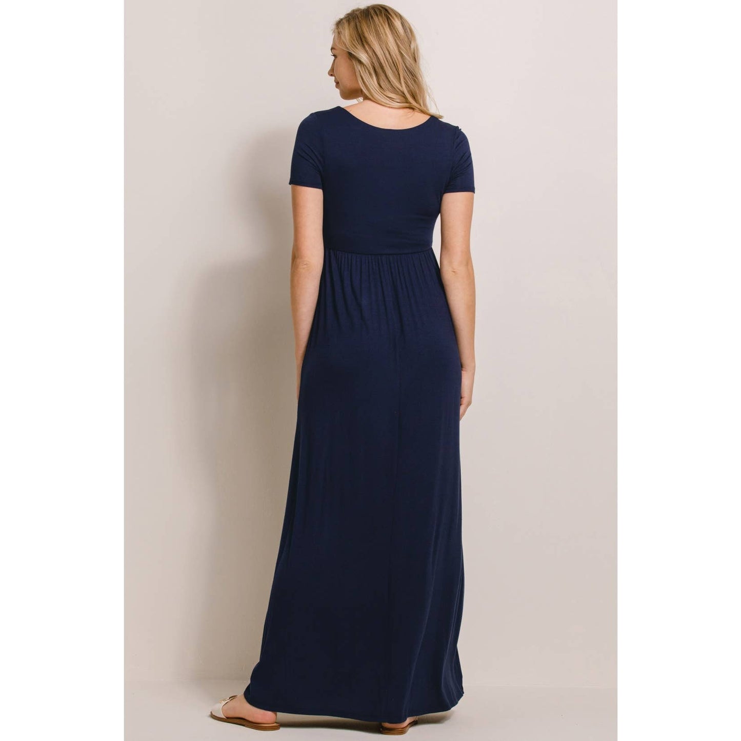 Short Sleeve Maternity Knit Maxi Dress