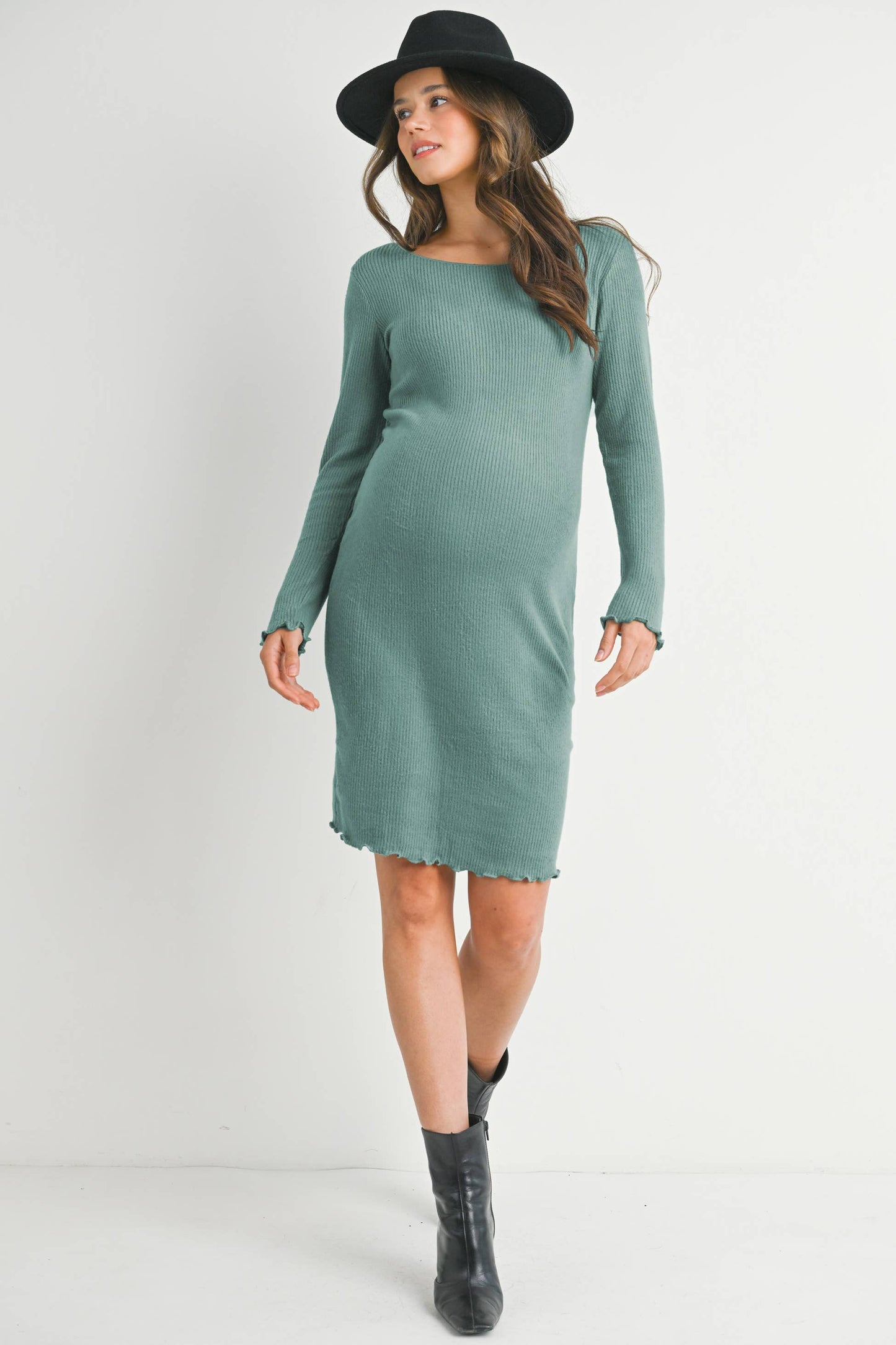 Ribbed Long Sleeve Maternity Dress