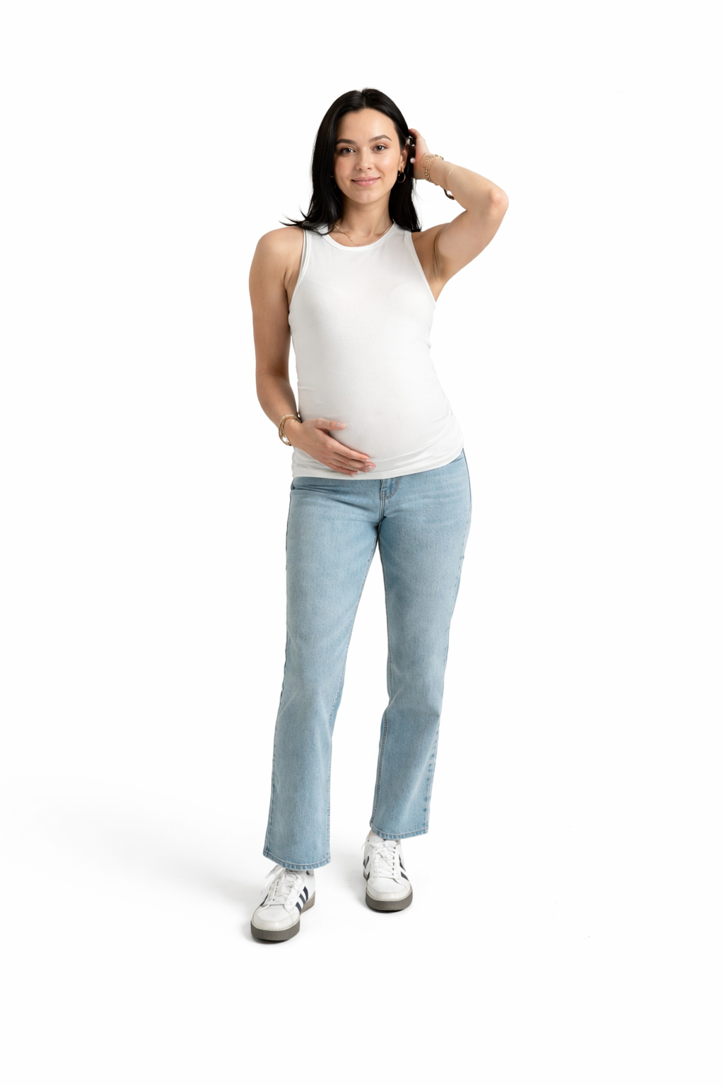 Maternity 28" Dad Jean w/ Bellyband in Flora