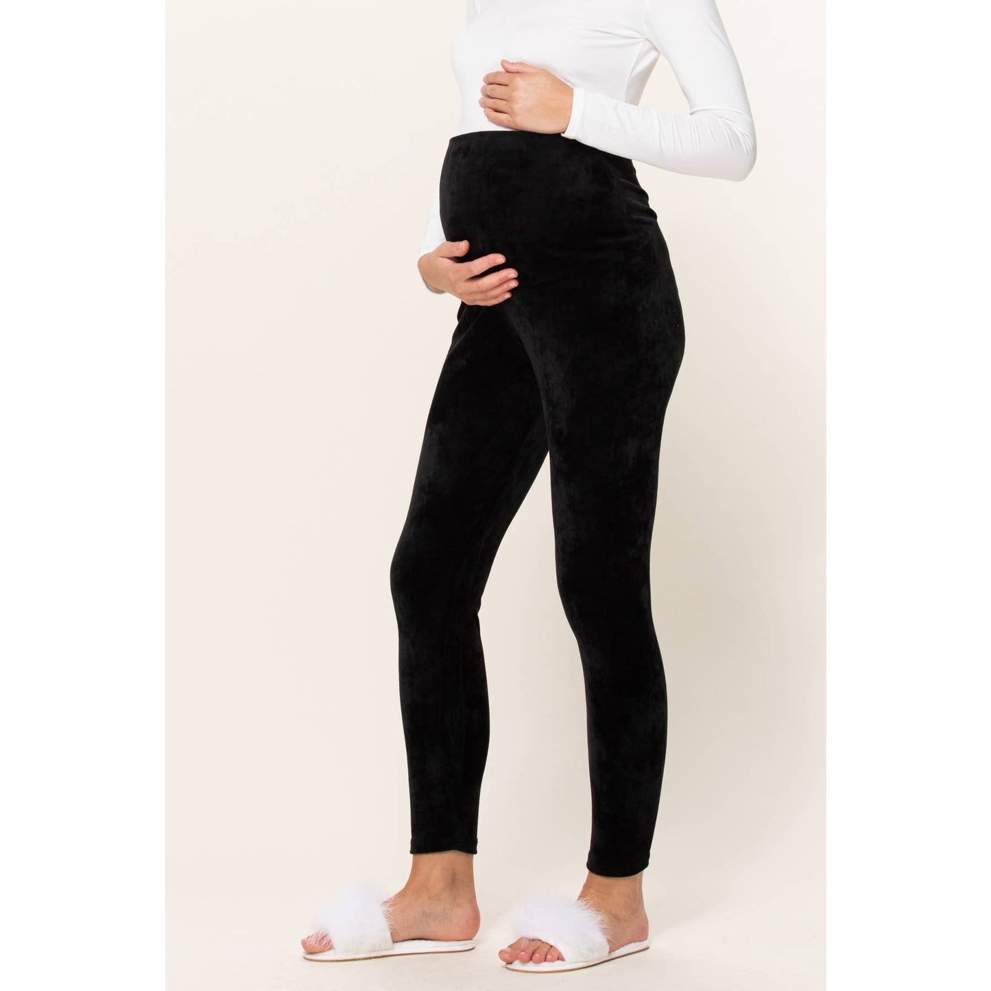 Velour Yoga Pants with Elastic Waistband