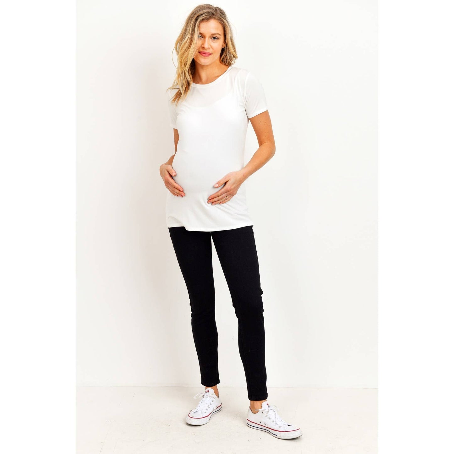 Stretch Maternity Skinny Jeans With Full Panel