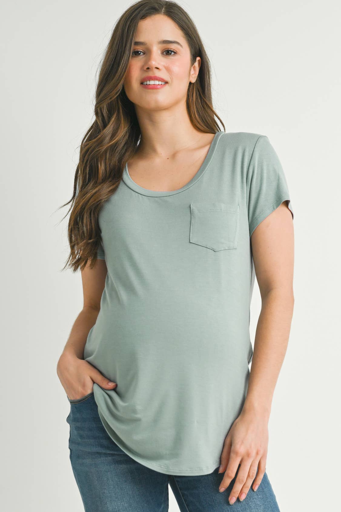Round Neck Maternity Nursing Pocket T-Shirt