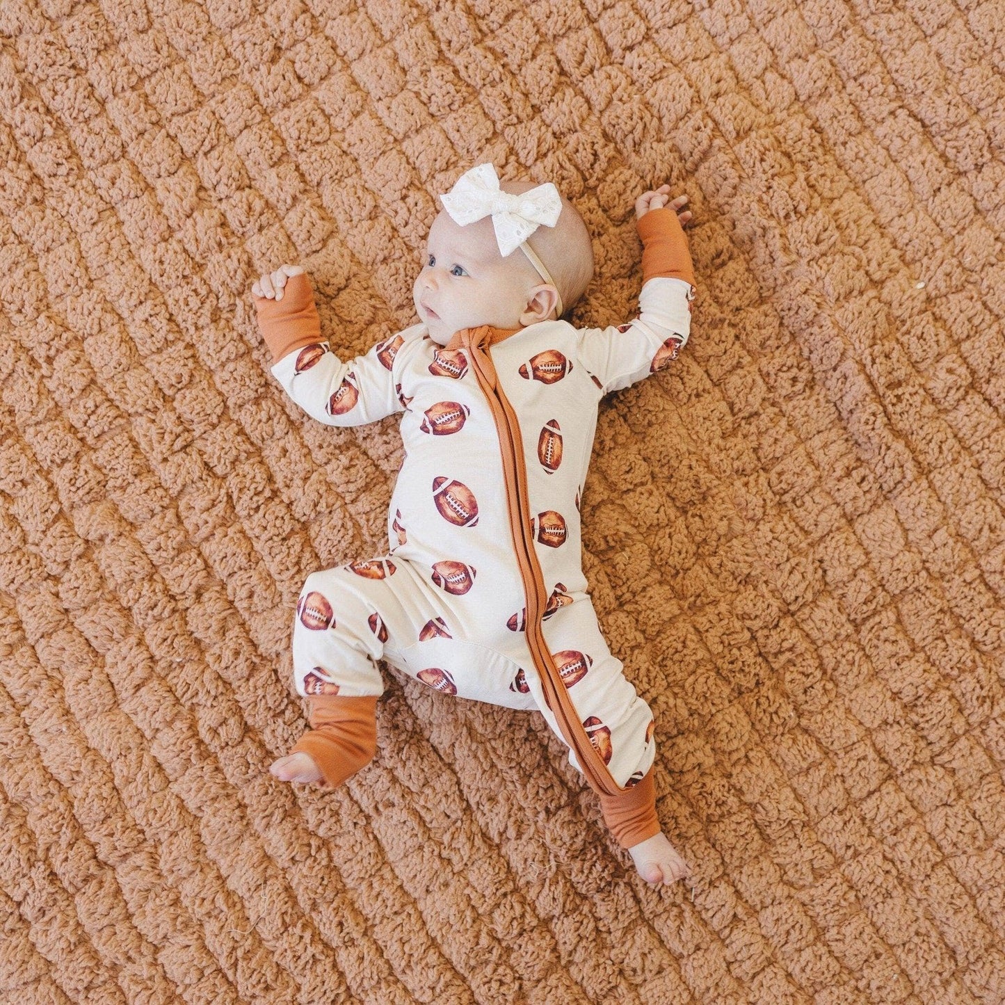 Football Bamboo Zippy Romper Pajamas