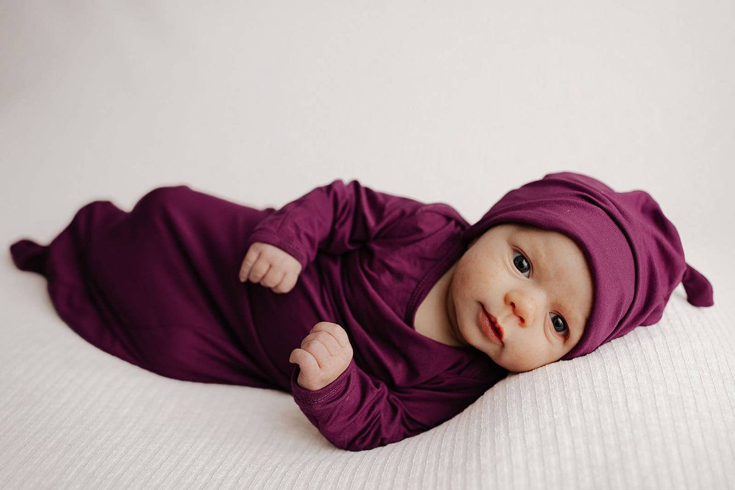 Plum Purple Knotted Newborn Baby Gown