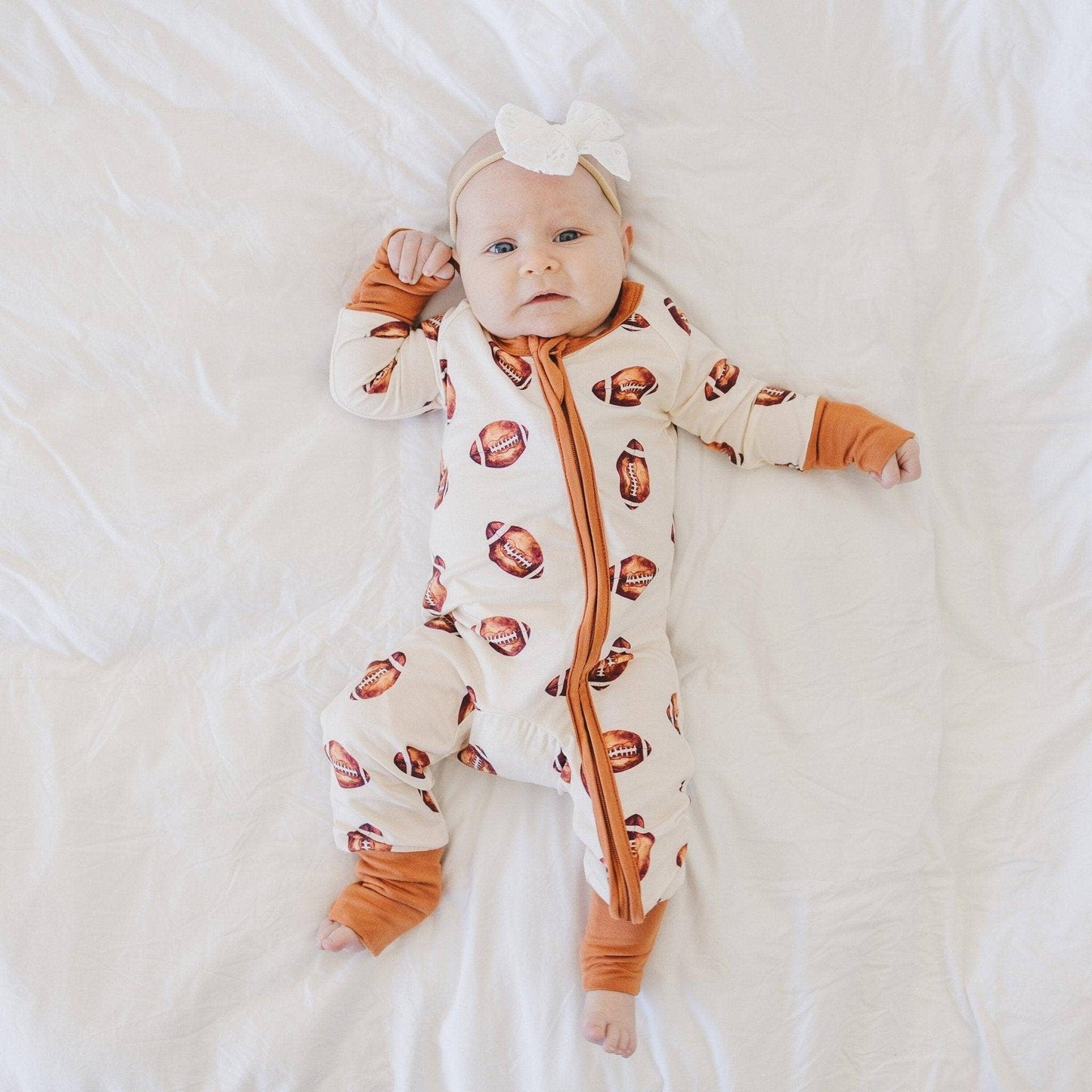 Football Bamboo Zippy Romper Pajamas