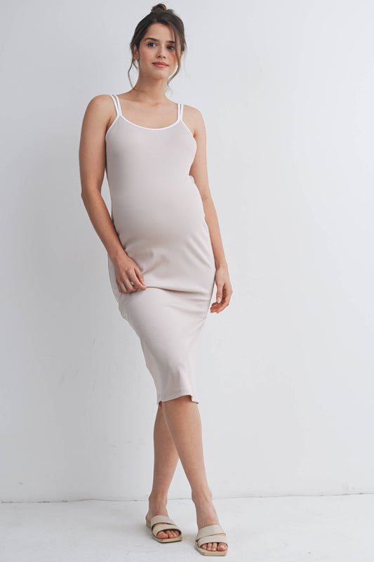 Ribbed Maternity Midi Dress