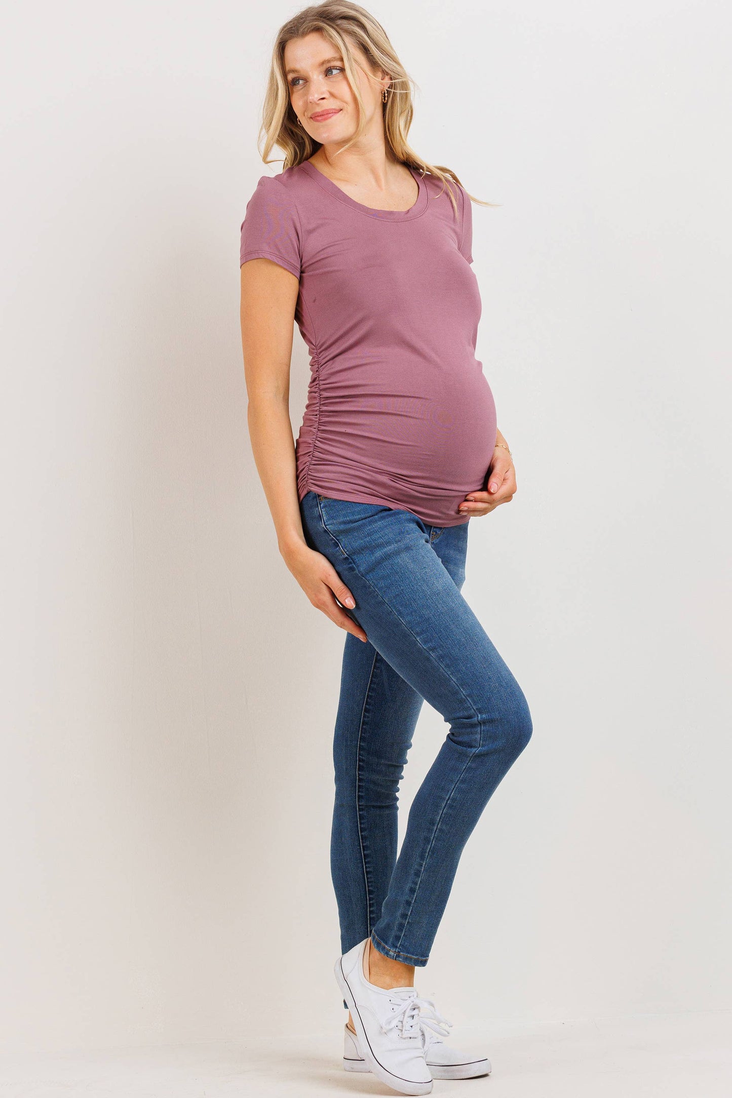 Ruched Short Sleeve Maternity T-Shirt