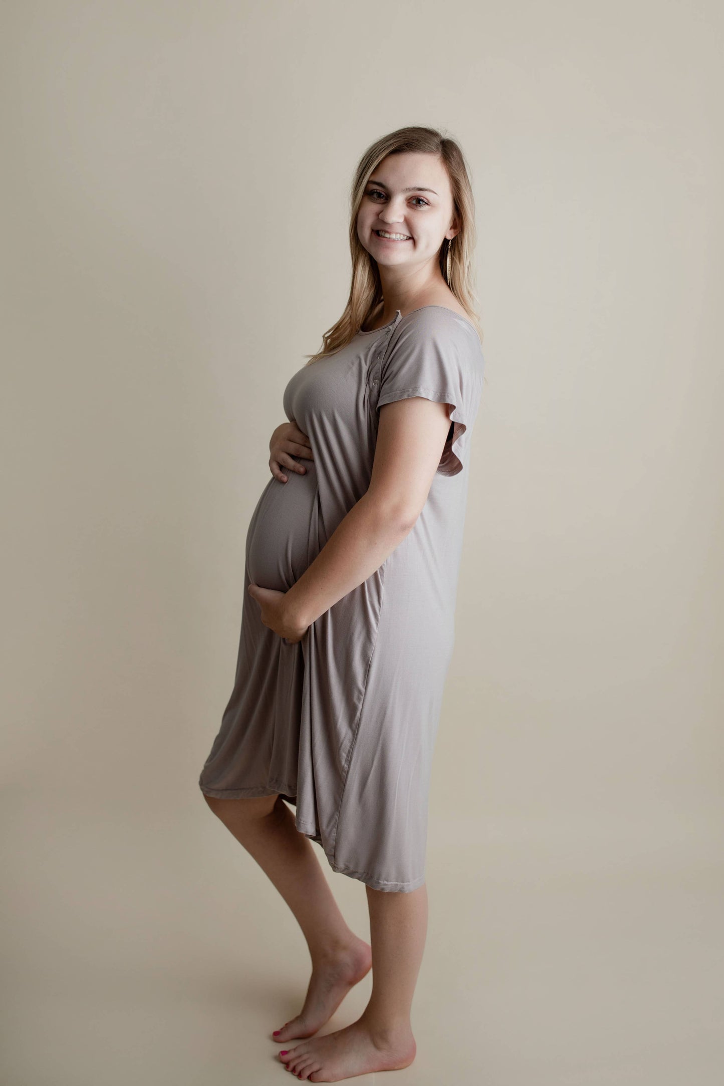 Harbor Mist Maternity Mommy Labor and Delivery/ Nursing Gown