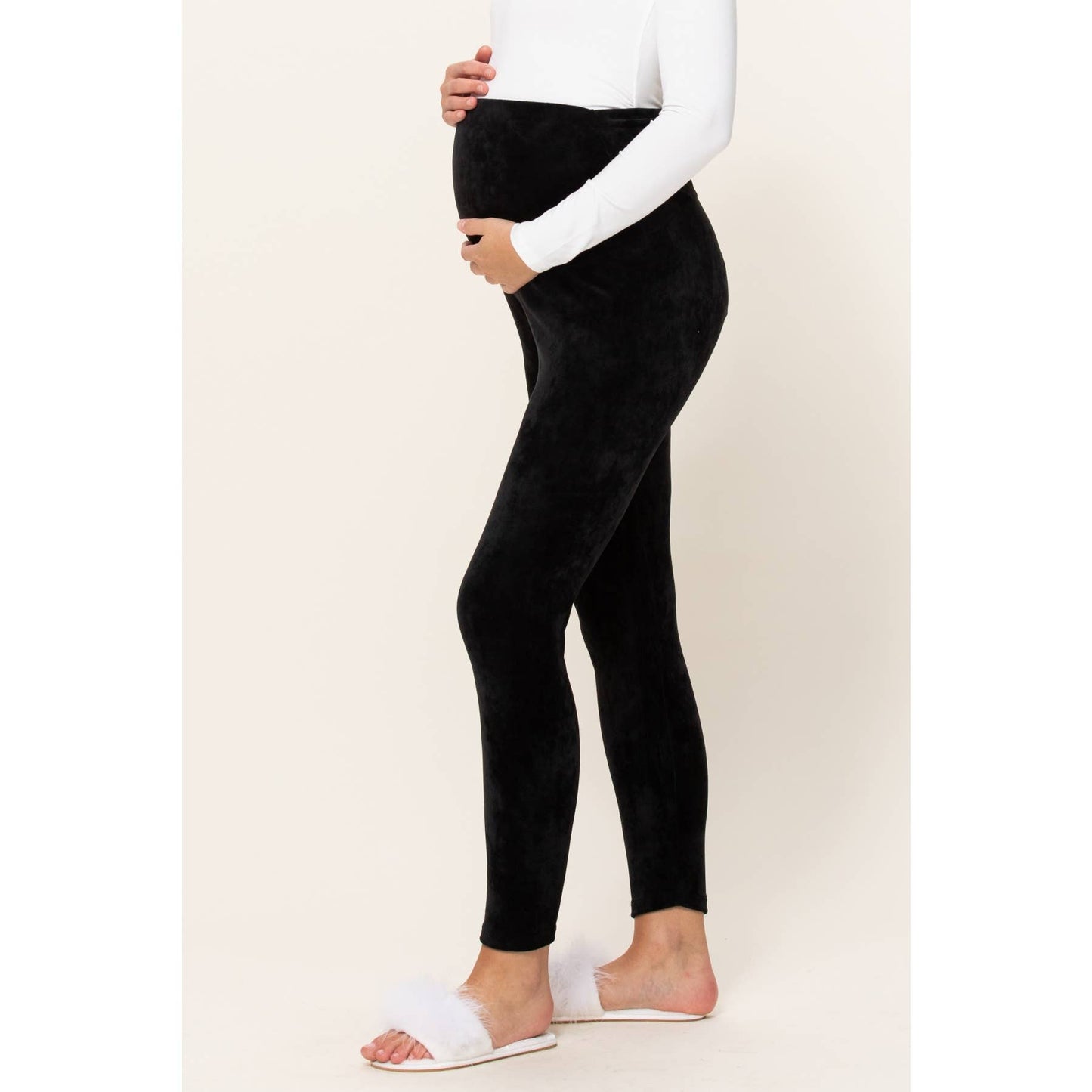Velour Yoga Pants with Elastic Waistband