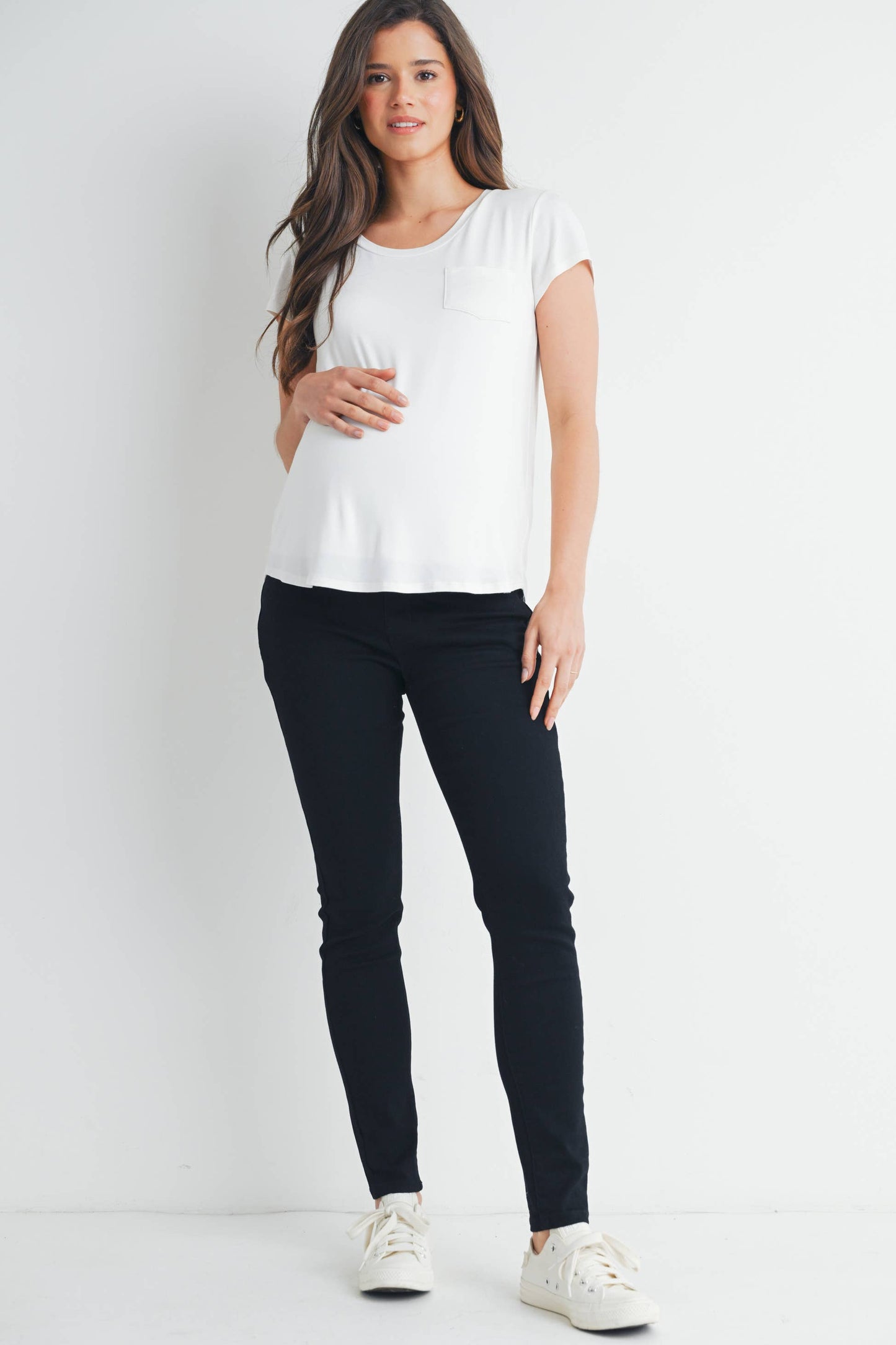 Round Neck Maternity Nursing Pocket T-Shirt