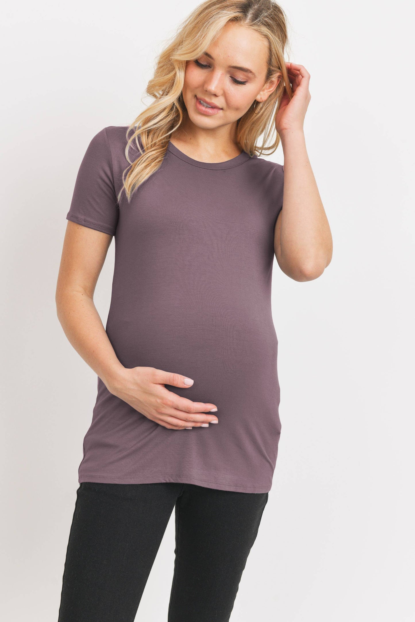 Round Neck Short Sleeve Maternity Top