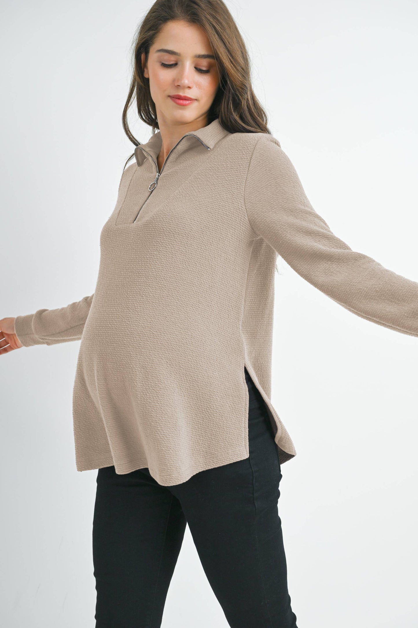 Half Zip Maternity Knit Top