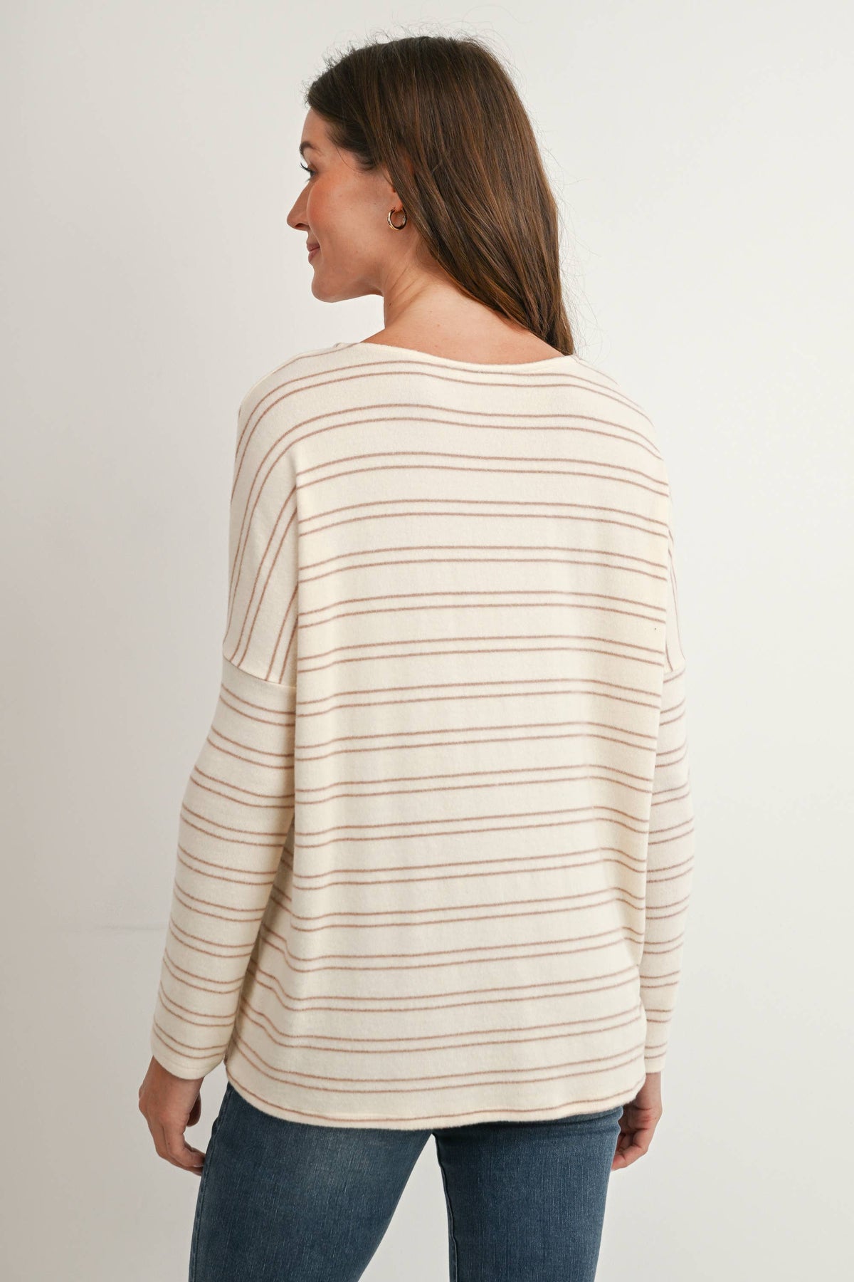 Maternity Soft Knit Stripe Long Sleeve Top