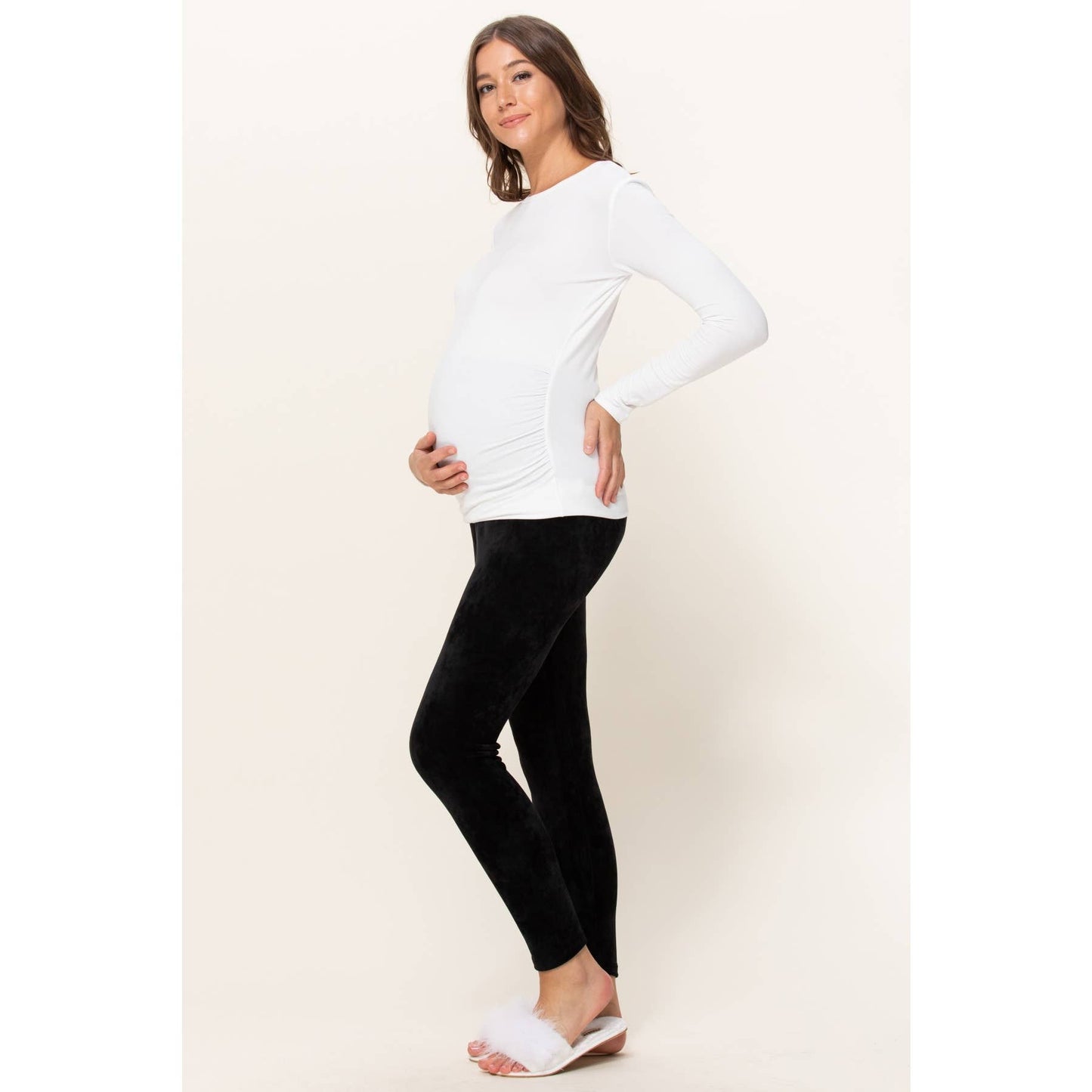 Velour Yoga Pants with Elastic Waistband