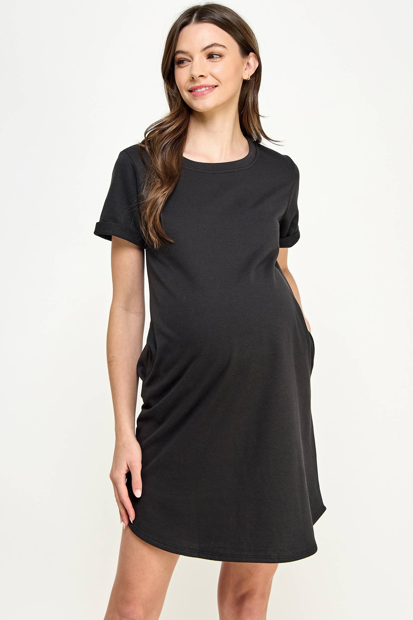 Crew Neck Maternity T-Shirt Dress