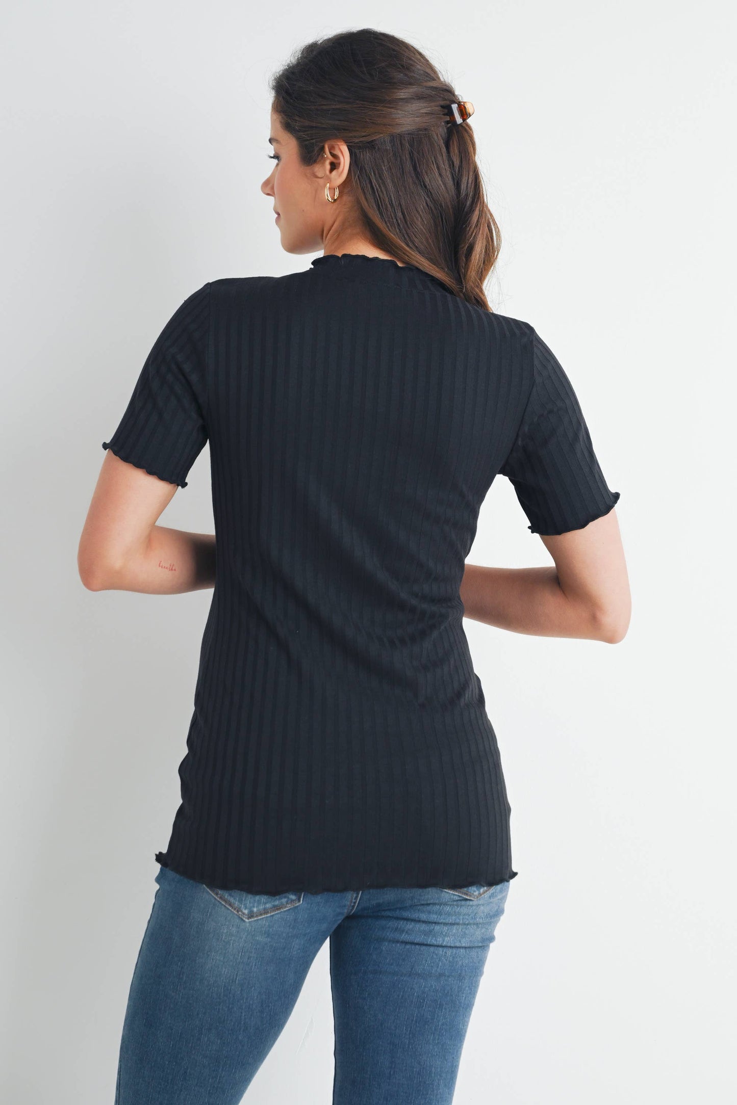 Ribbed Short Sleeve Maternity T-Shirt