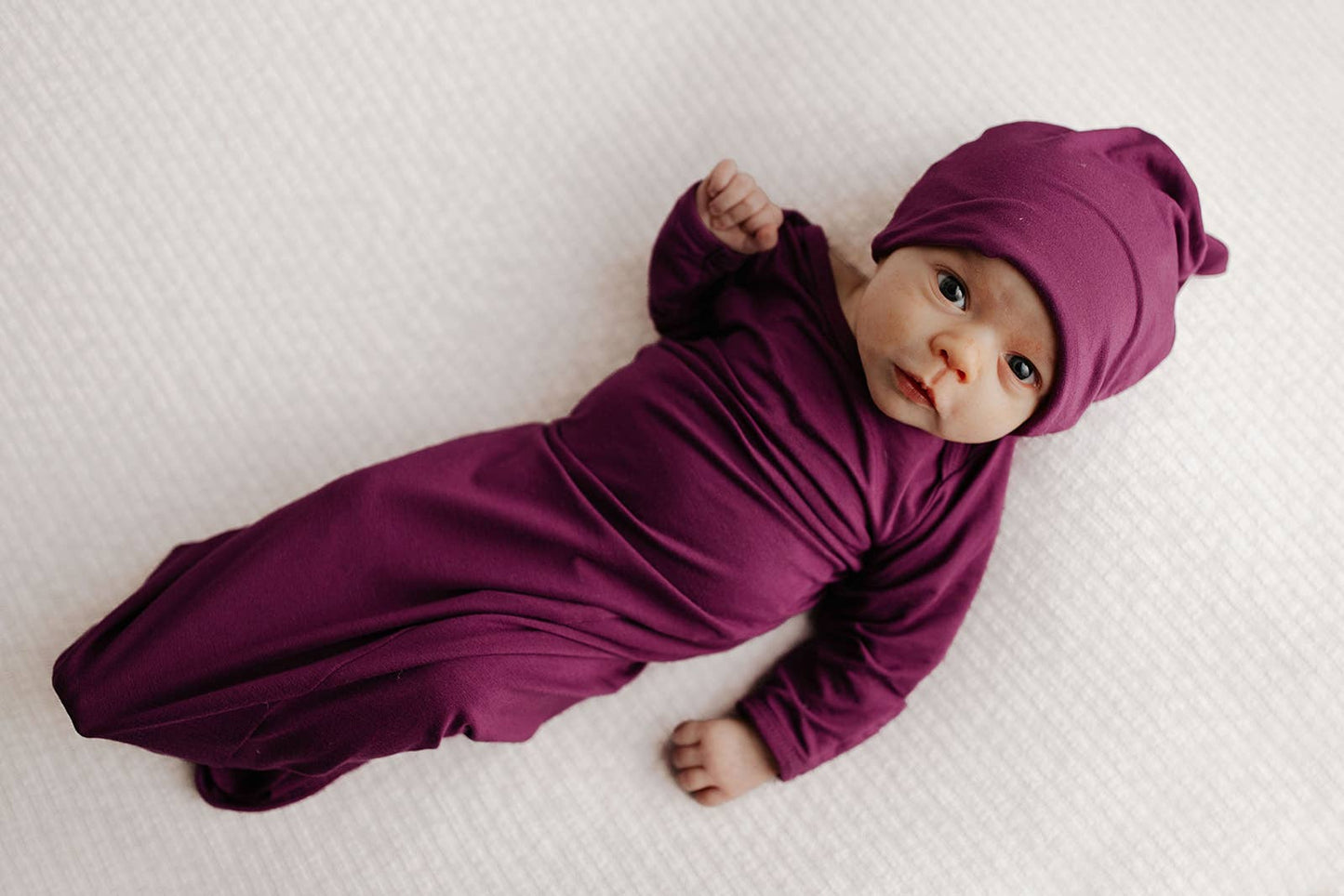 Plum Purple Knotted Newborn Baby Gown