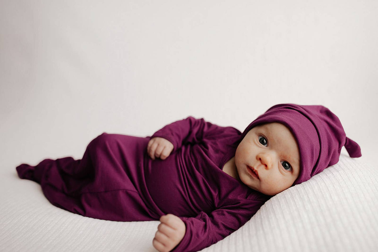 Plum Purple Knotted Newborn Baby Gown