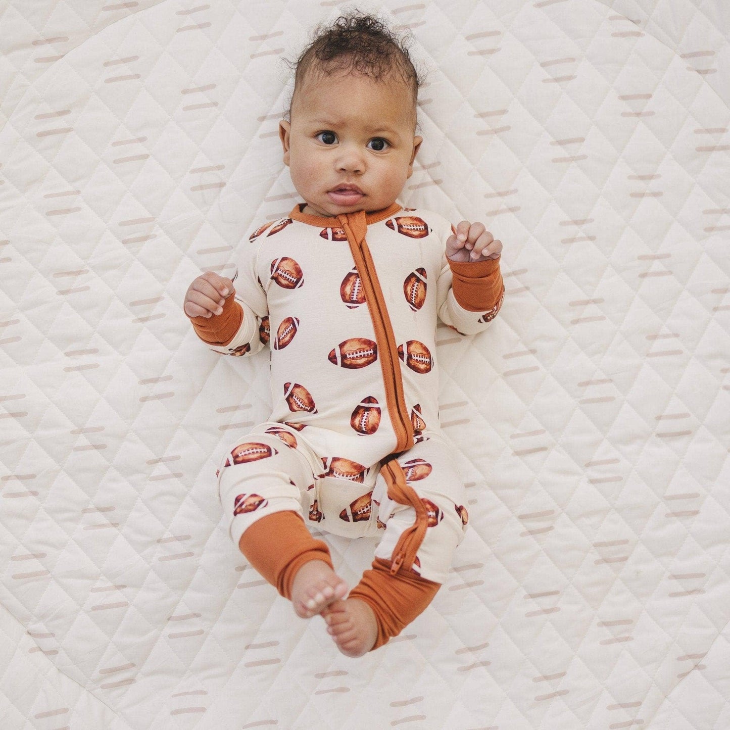 Football Bamboo Zippy Romper Pajamas