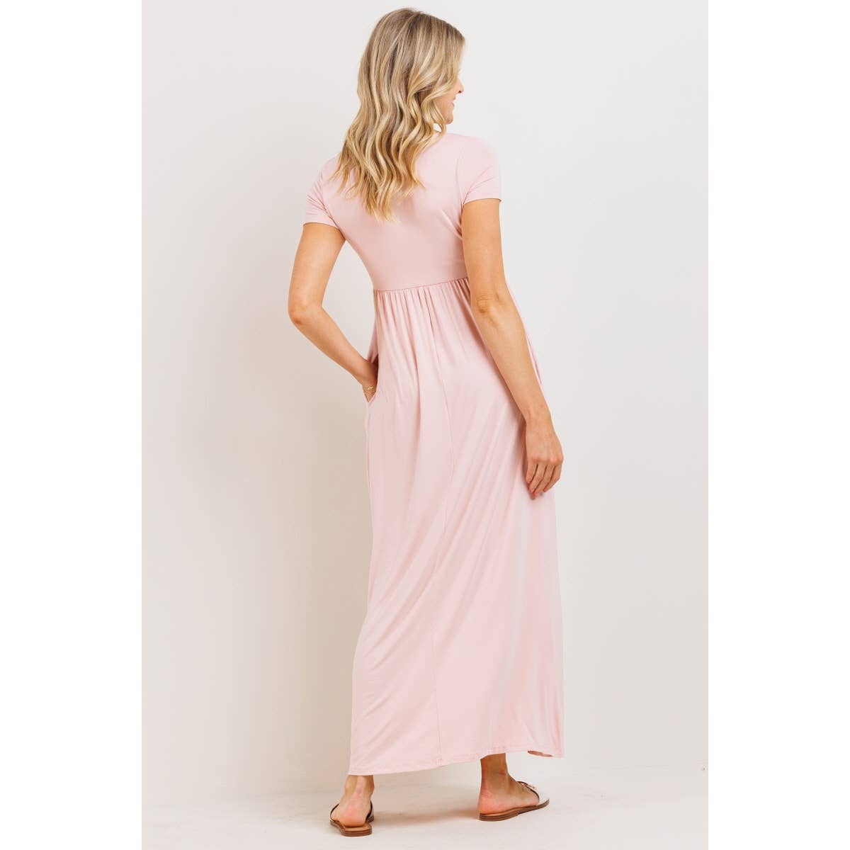 Short Sleeve Maternity Knit Maxi Dress