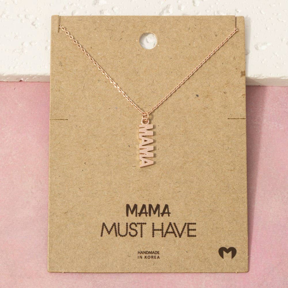 Gold Dipped Flat Mama Pendant Necklace
