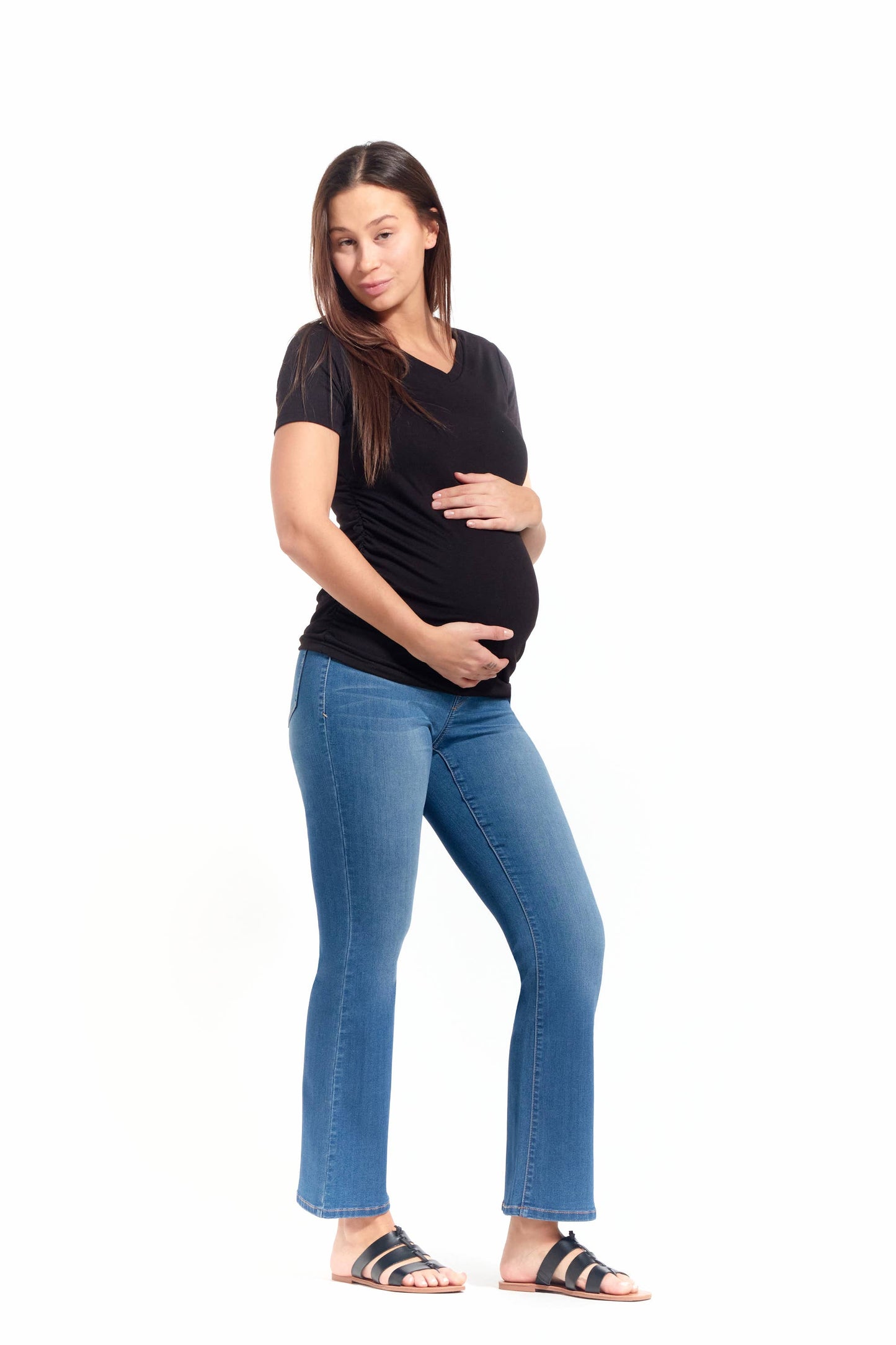 30" Maternity Slim Boot Jean w/ Bellyband in Tobias