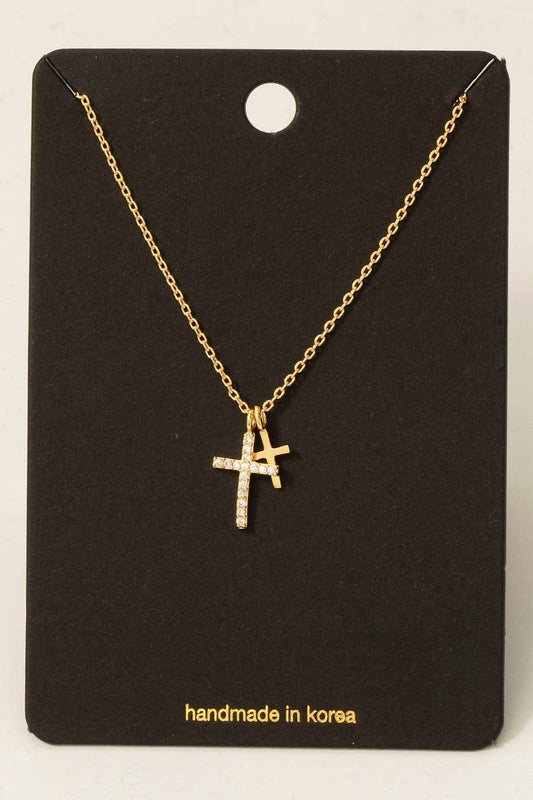 Double Cross Pendant Necklace