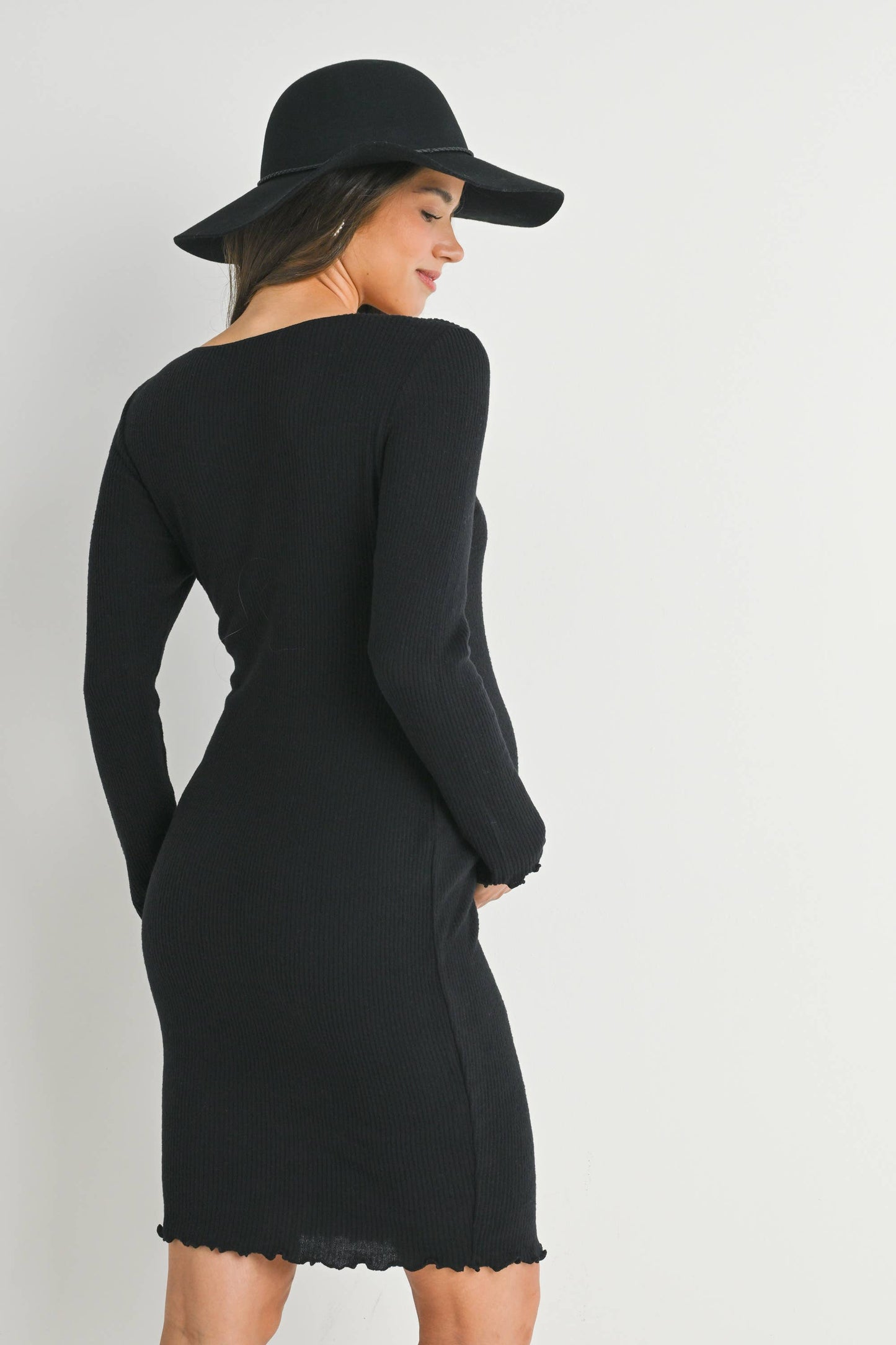 Ribbed Long Sleeve Maternity Dress
