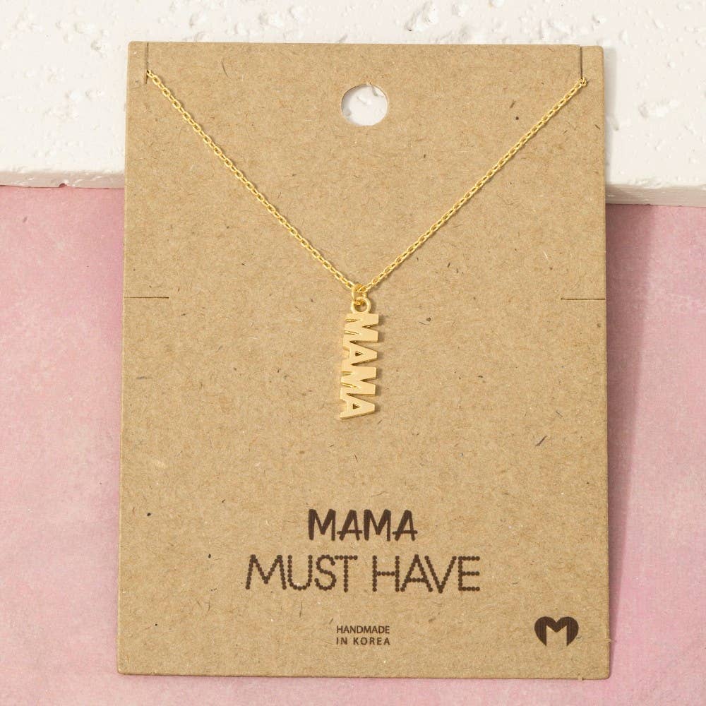 Gold Dipped Flat Mama Pendant Necklace