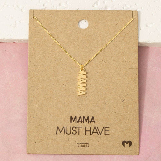 Gold Dipped Flat Mama Pendant Necklace