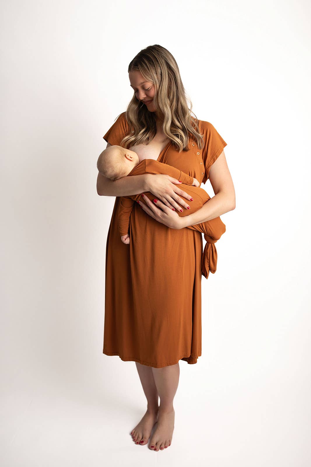 Saddle Orange Labor & Delivery/ Nursing Gown