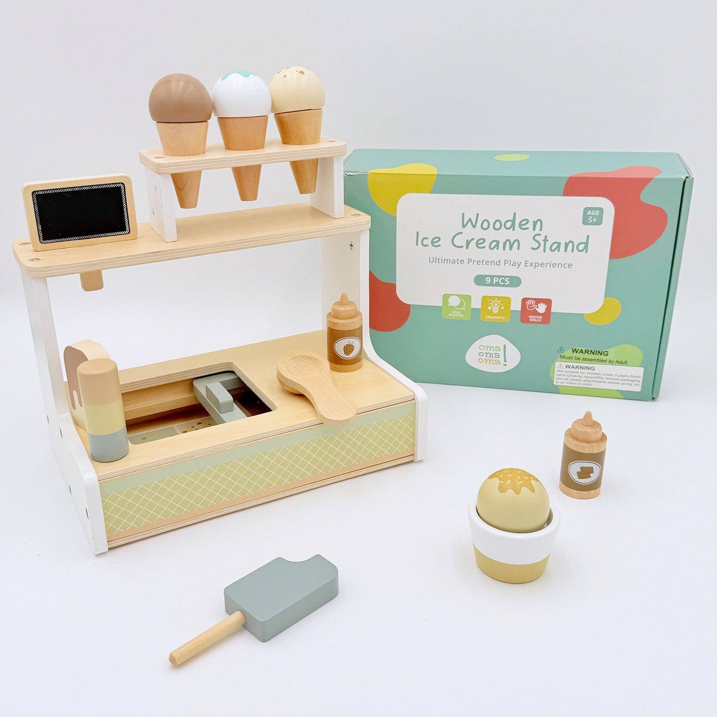 Wooden Ice Cream Shop Pretend Play Set – Montessori Toy 3+