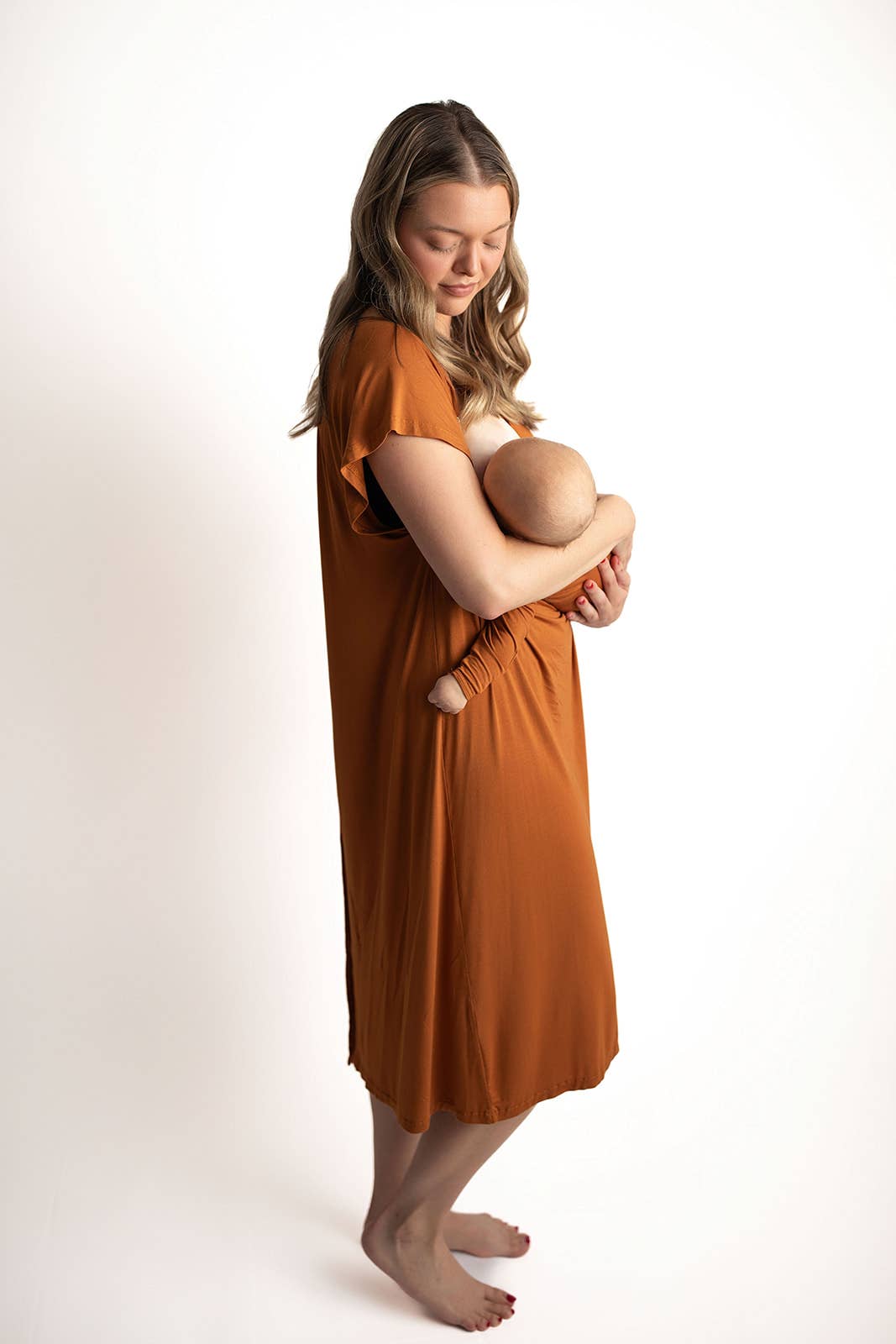 Saddle Orange Labor & Delivery/ Nursing Gown