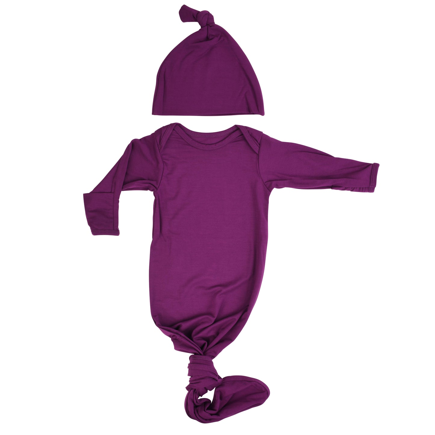 Plum Purple Knotted Newborn Baby Gown