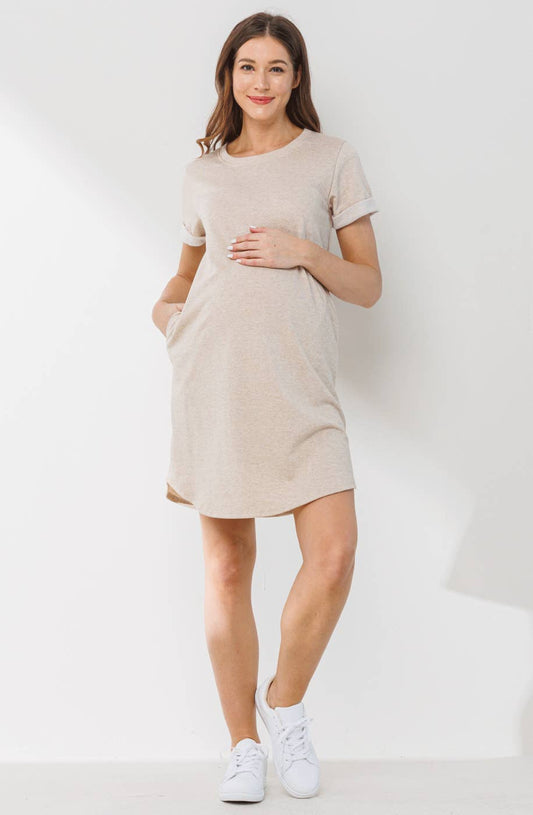Crew Neck Maternity T-Shirt Dress